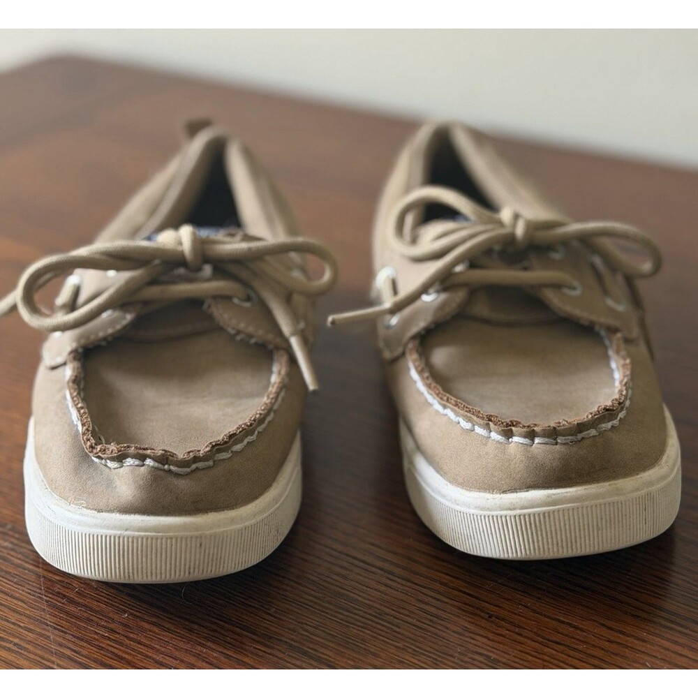 Sperry Top Sider Kids Boat Shoes Tan Leather Lace Up Size 1 M - Picture 2 of 10